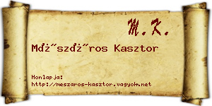 Mészáros Kasztor névjegykártya